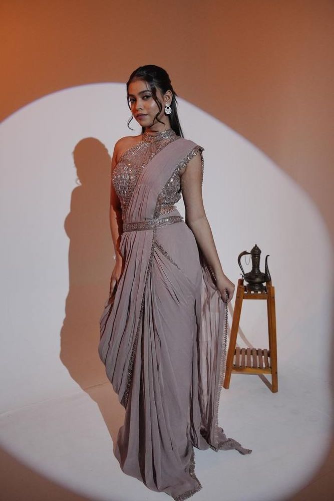 Grey Drape Saree